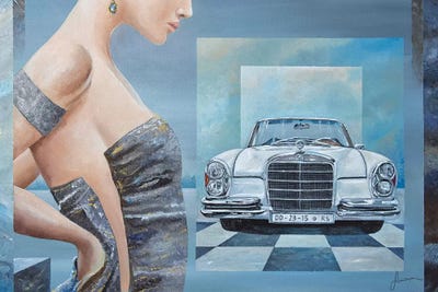 1968 Mercedes-Benz 280 SE Cabriolet by Sinisa Saratlic framed canvas print
