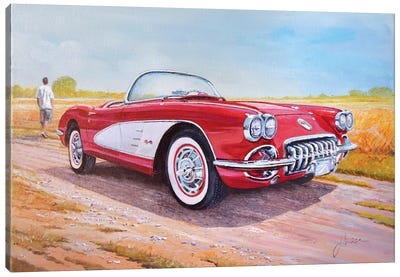 1959 Chevrolet Corvette Cabriolet Canvas Art Print - Sinisa Saratlic