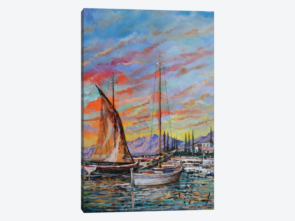 Boats by Sinisa Saratlic 1-piece Canvas Art Print
