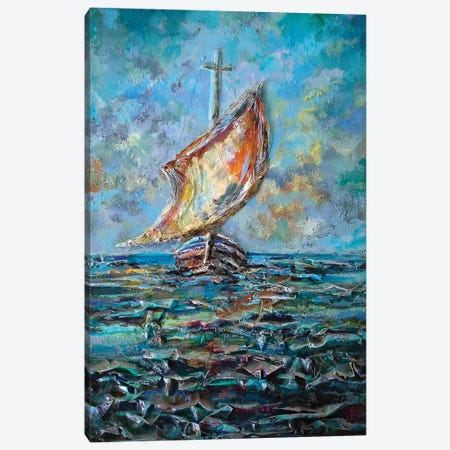Sailing Boat Canvas Print #SNS87} by Sinisa Saratlic Canvas Artwork