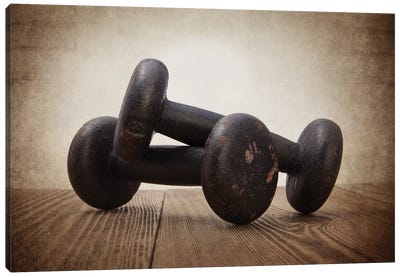Vintage Weights Canvas Art Print - Fitness