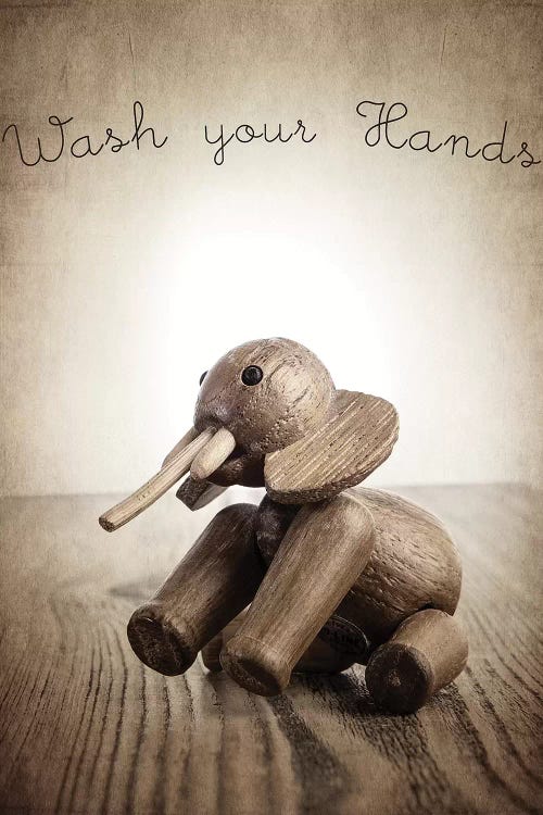 Zooline Elephant Wash Your Hands by Saint and Sailor Studios wall art