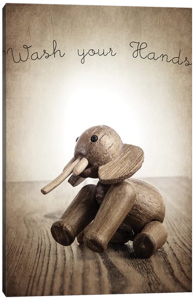 Zooline Elephant Wash Your Hands Canvas Art Print - Saint and Sailor Studios