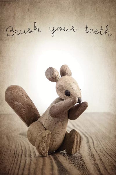 Zooline Squirrel Brush Your Teeth by Saint and Sailor Studios metal wall art