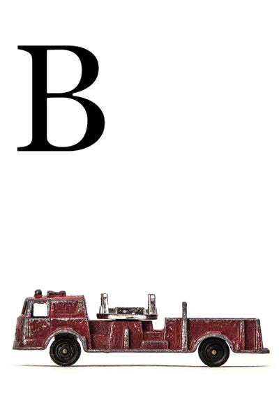 B Fire Engine Letter by Saint and Sailor Studios metal wall art