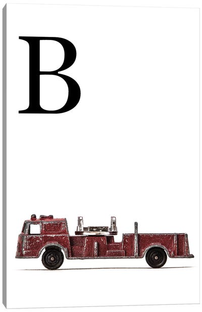 B Fire Engine Letter Canvas Art Print