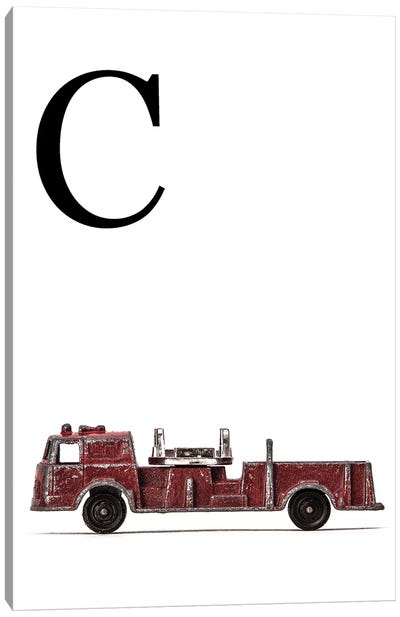 C Fire Engine Letter Canvas Art Print - Saint and Sailor Studios