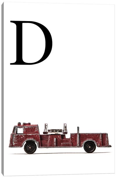 D Fire Engine Letter Canvas Art Print - Letter D