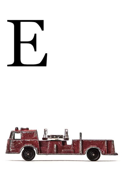 E Fire Engine Letter by Saint and Sailor Studios metal wall art