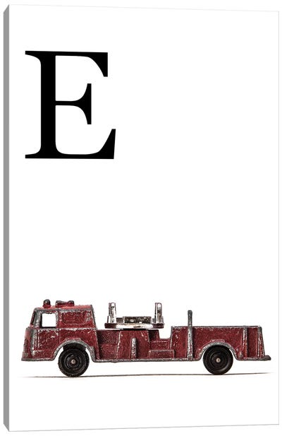 E Fire Engine Letter Canvas Art Print - Letter E