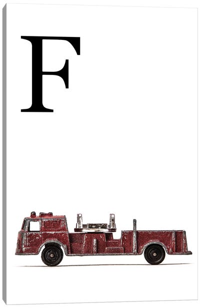 F Fire Engine Letter Canvas Art Print - Letter F