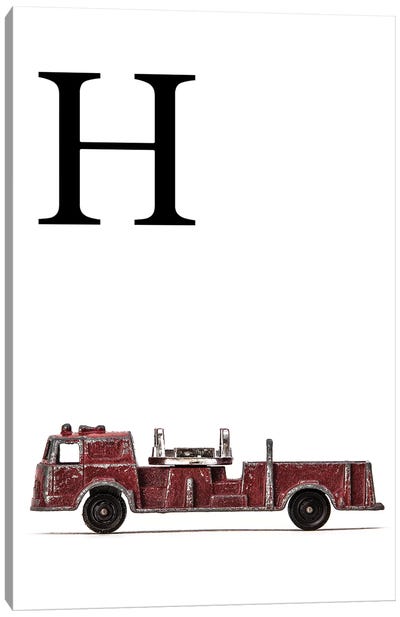 H Fire Engine Letter Canvas Art Print - Saint and Sailor Studios