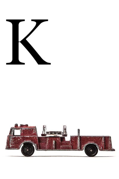 K Fire Engine Letter by Saint and Sailor Studios metal wall art