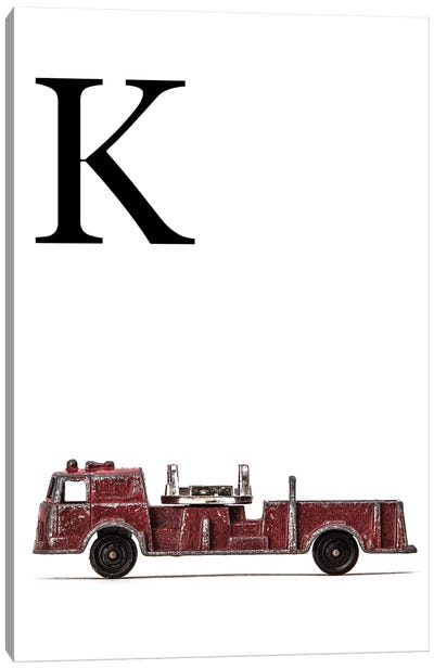 K Fire Engine Letter Canvas Art Print - Letter K