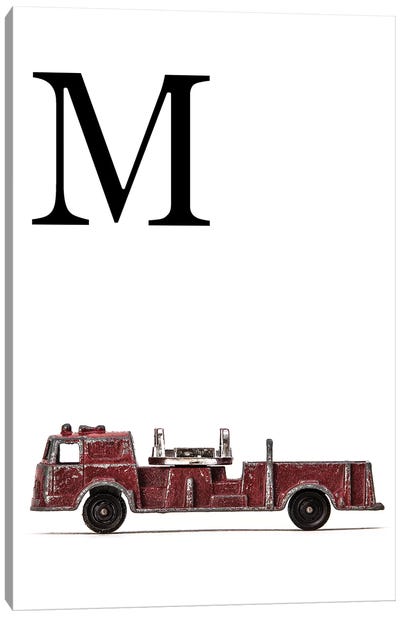 M Fire Engine Letter Canvas Art Print - Letter M
