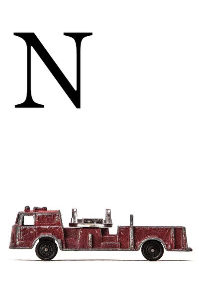 N Fire Engine Letter by Saint and Sailor Studios metal wall art