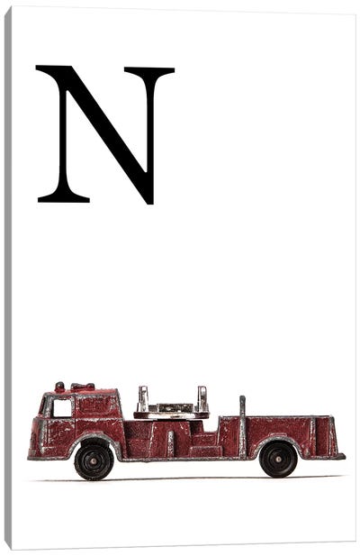 N Fire Engine Letter Canvas Art Print - Letter N