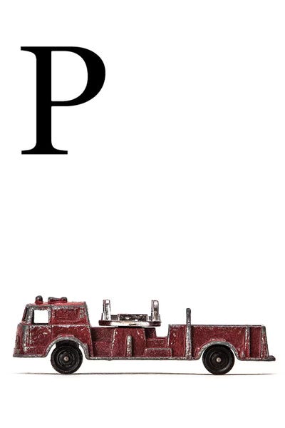 P Fire Engine Letter by Saint and Sailor Studios metal wall art