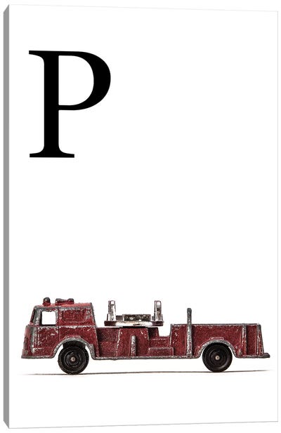 P Fire Engine Letter Canvas Art Print
