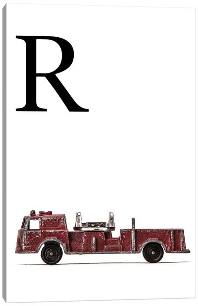 R Fire Engine Letter Canvas Art Print - Letter R
