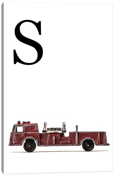 S Fire Engine Letter Canvas Art Print - Saint and Sailor Studios