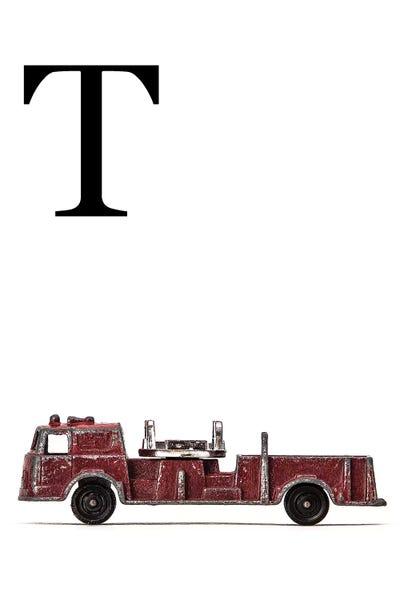 T Fire Engine Letter by Saint and Sailor Studios metal wall art