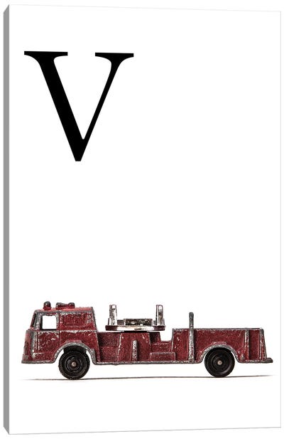 V Fire Engine Letter Canvas Art Print - Saint and Sailor Studios