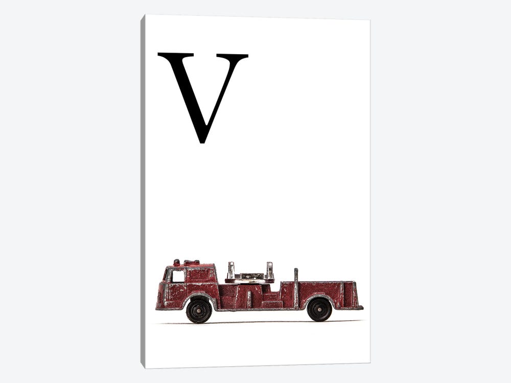 V Fire Engine Letter by Saint and Sailor Studios 1-piece Canvas Wall Art
