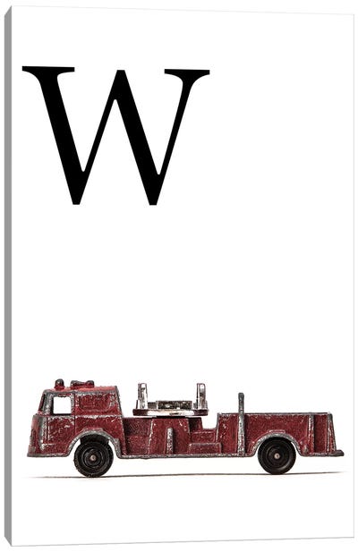 W Fire Engine Letter Canvas Art Print - Letter W