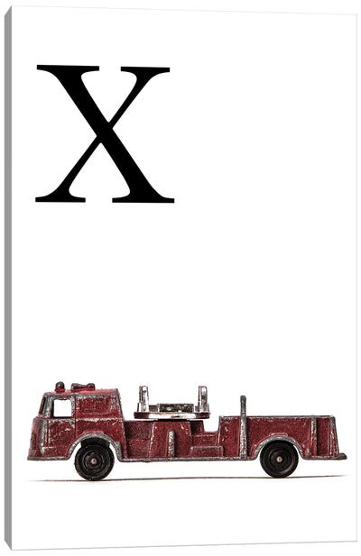 X Fire Engine Letter Canvas Art Print - Letter X