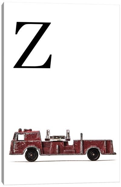 Z Fire Engine Letter Canvas Art Print - Letter Z
