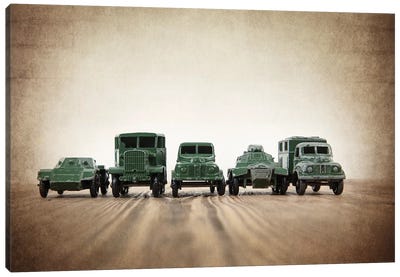 Army Truck Lineup Canvas Art Print - Army Art