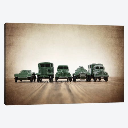 Army Truck Lineup Canvas Print #SNT13} by Saint and Sailor Studios Canvas Print