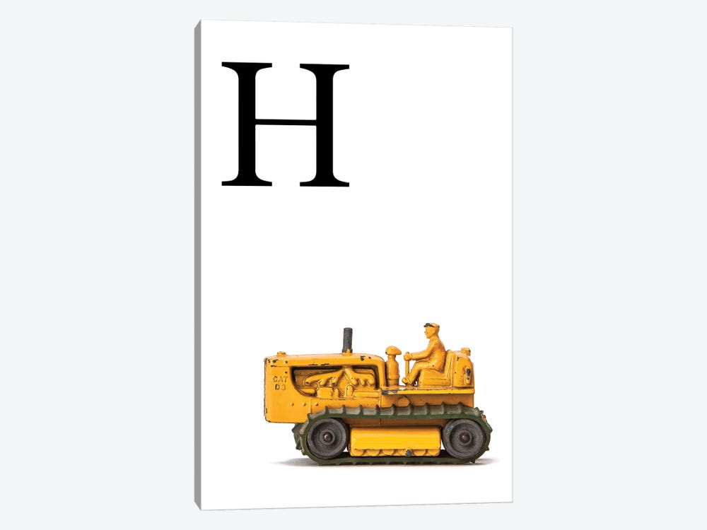 H Bulldozer Yellow White Letter by Saint and Sailor Studios 1-piece Art Print