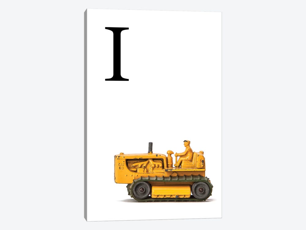 I Bulldozer Yellow White Letter by Saint and Sailor Studios 1-piece Canvas Art