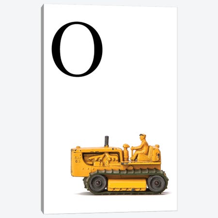 O Bulldozer Yellow White Letter Canvas Print #SNT153} by Saint and Sailor Studios Canvas Art Print