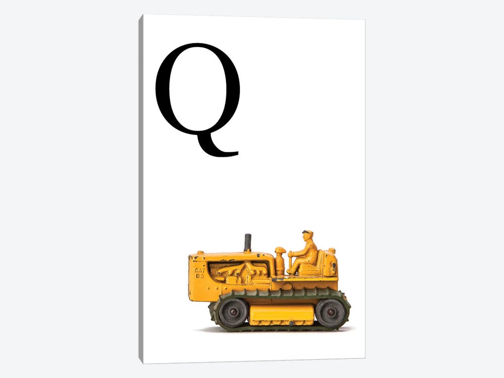 Q Bulldozer Yellow White Letter by Saint and Sailor Studios 1-piece Canvas Art Print