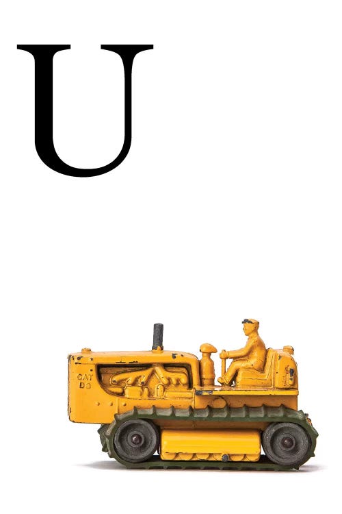 U Bulldozer Yellow White Letter