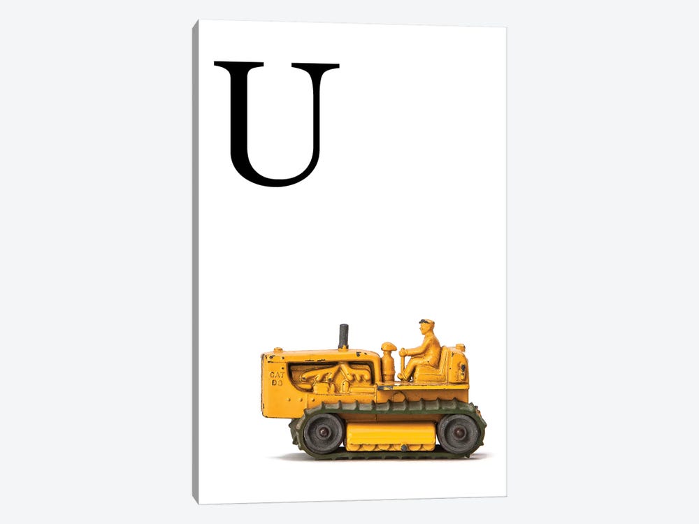 U Bulldozer Yellow White Letter by Saint and Sailor Studios 1-piece Canvas Art Print