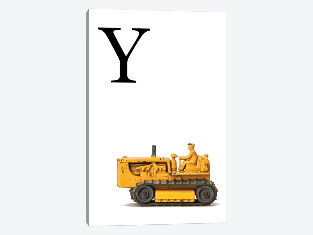 Y Bulldozer Yellow White Letter by Saint and Sailor Studios 1-piece Canvas Wall Art