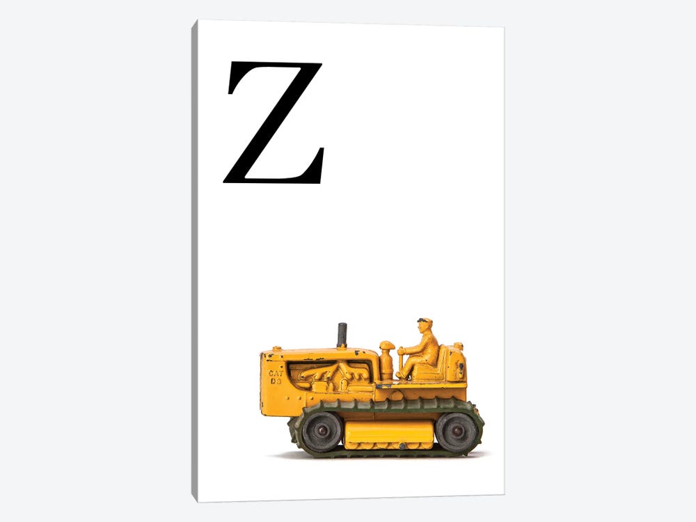 Z Bulldozer Yellow White Letter by Saint and Sailor Studios 1-piece Art Print