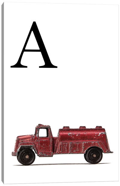 A Water Truck White Letter Canvas Art Print - Letter A