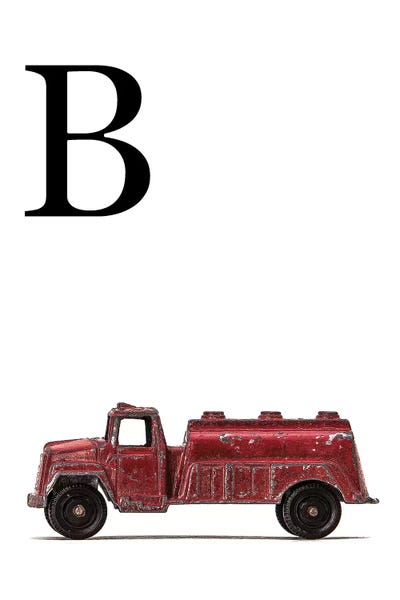 Saint and Sailor Studios: B Water Truck White Letter by Saint and Sailor Studios
