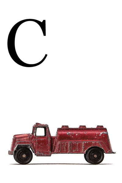 C Water Truck White Letter by Saint and Sailor Studios metal wall art