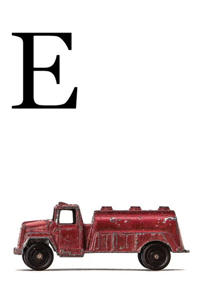 E Water Truck White Letter by Saint and Sailor Studios metal wall art