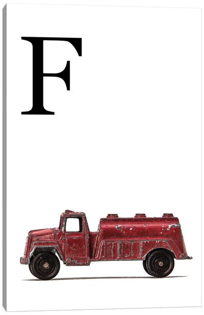 F Water Truck White Letter Canvas Art Print