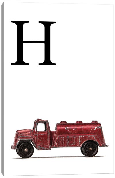 H Water Truck White Letter Canvas Art Print - Letter H