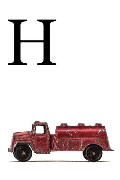 Emergency Vehicles: H Water Truck White Letter by Saint and Sailor Studios