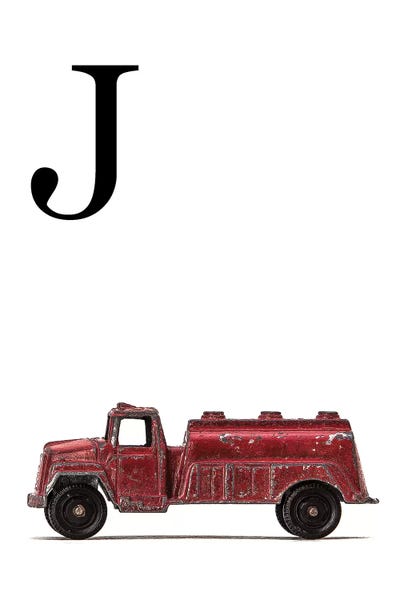 Saint and Sailor Studios: J Water Truck White Letter by Saint and Sailor Studios