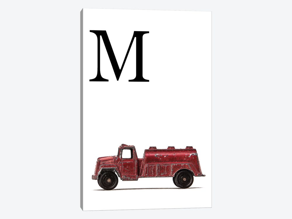 M Water Truck White Letter by Saint and Sailor Studios 1-piece Canvas Print